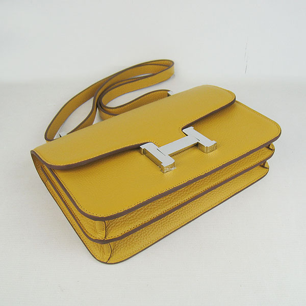 7A Hermes Constance Togo Leather Single Bag Yellow Silver Hardware H020